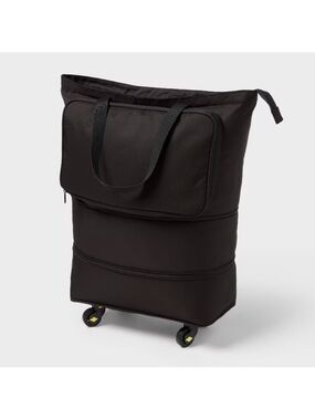 Collapsible nwt Rolling Tote Soot Black